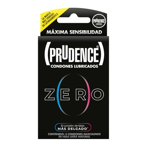 Prudence Zero, Condones Lubricados Ultra Sensitivos, Máxima Sensibilidad de Látex Natural, 3 Piezas